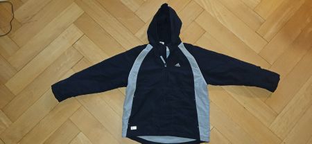 Adidas Jacke mit Kapuze dunkelblau/grau 164 guter Zu...