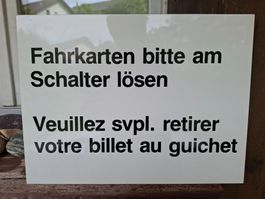 Fahrkarten bitte am Schalter lösen, Alu, 40x30cm, 1984, Neu