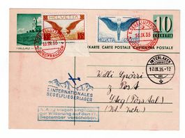 Schweiz, 1. Segelluftpost 1935 Jungfraujoch-Interlaken