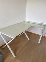 Schreibtisch Tisch weiss Glasplatte