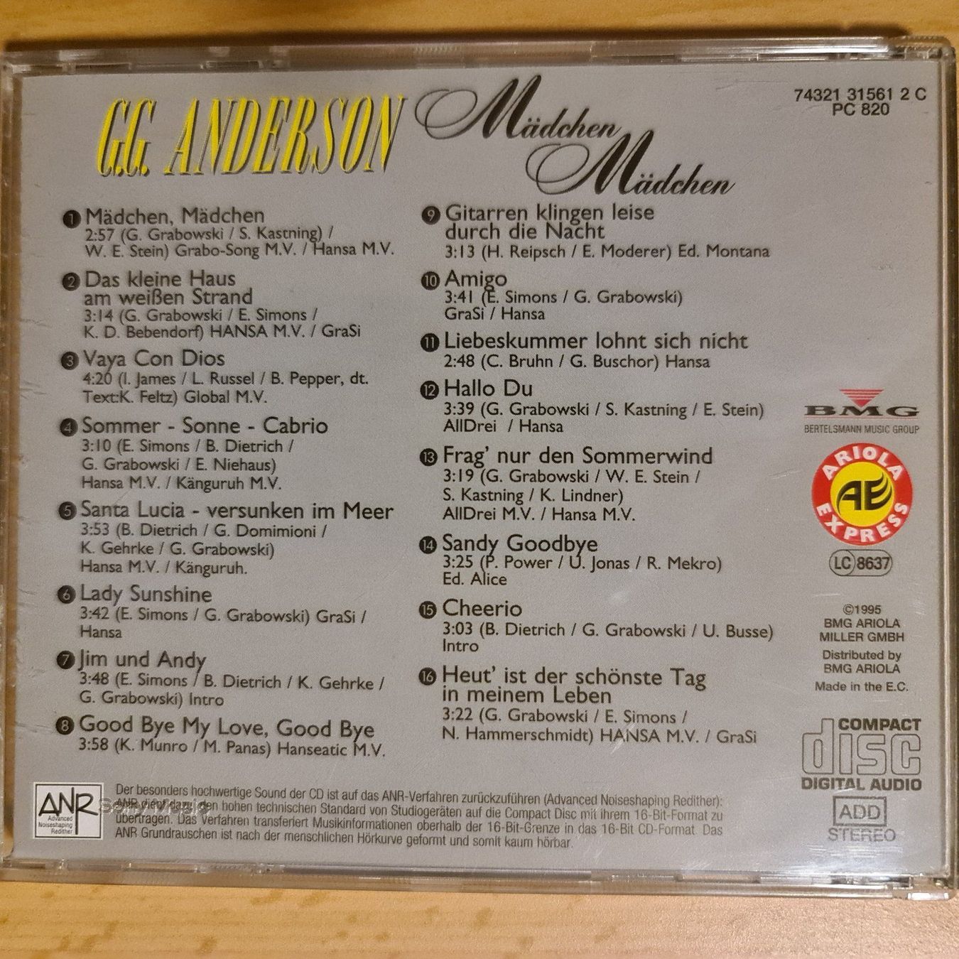 CD: G.G.Anderson mädchen mädchen – Usato da Dintikon venduto da Vexi 1