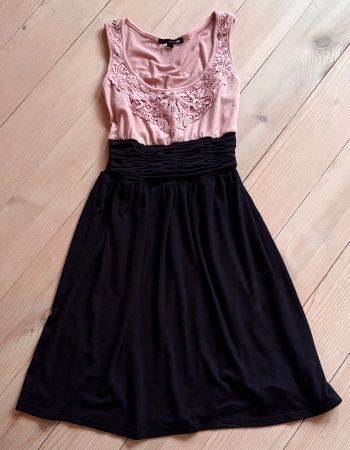 Kleid/Sommerkleid mit Spitze und Raffung,A-Linie,Gr.34