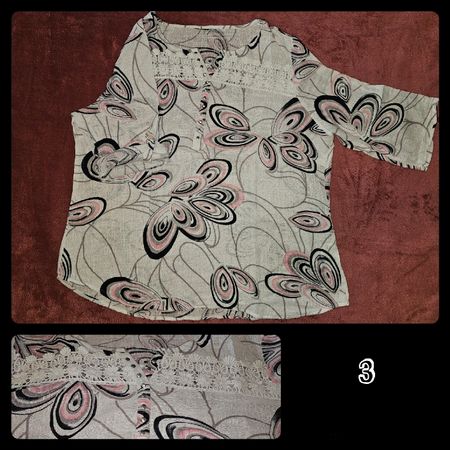 Tunika, weiss mit rosa-weiss-grauem Muster, XL, NEU