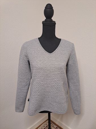 Kaffe gesteppter oversize Pullover, grau, Grösse XS