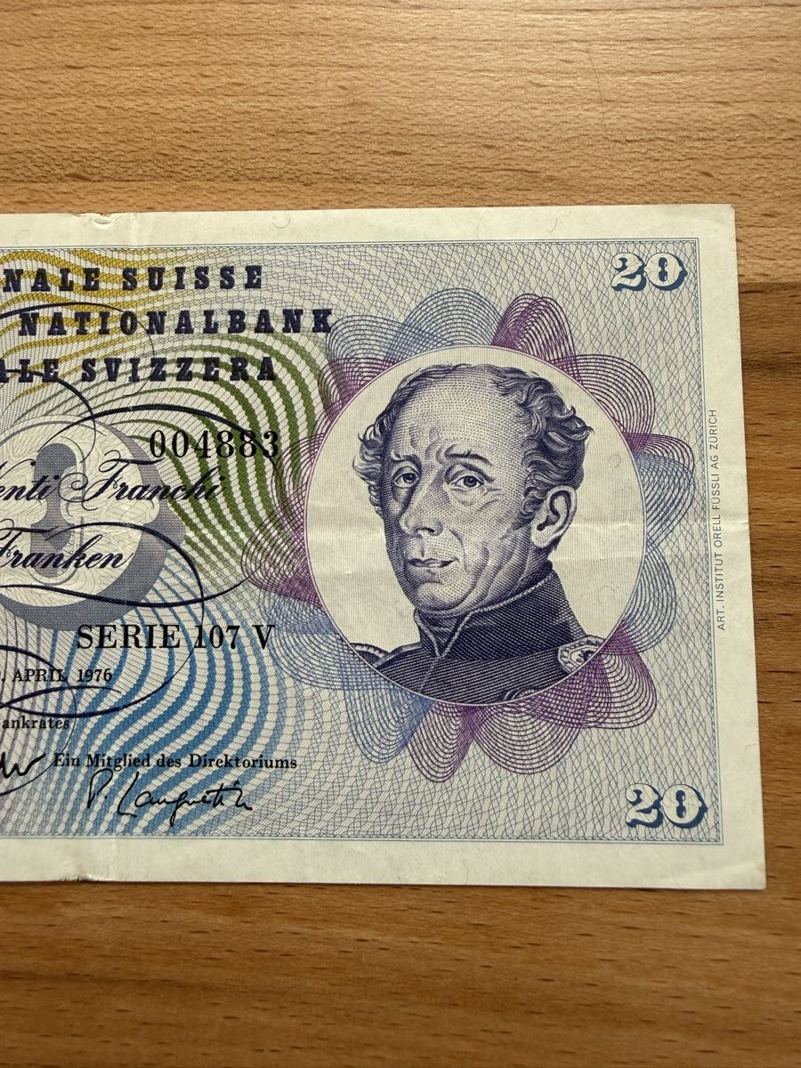 Banknoten: 20 Franken Banknote Serie 107 V – Gebraucht aus Grenchen von Bastet007 4