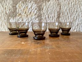 5er Set Vintage Gläser / Weingläser / Rauchglas