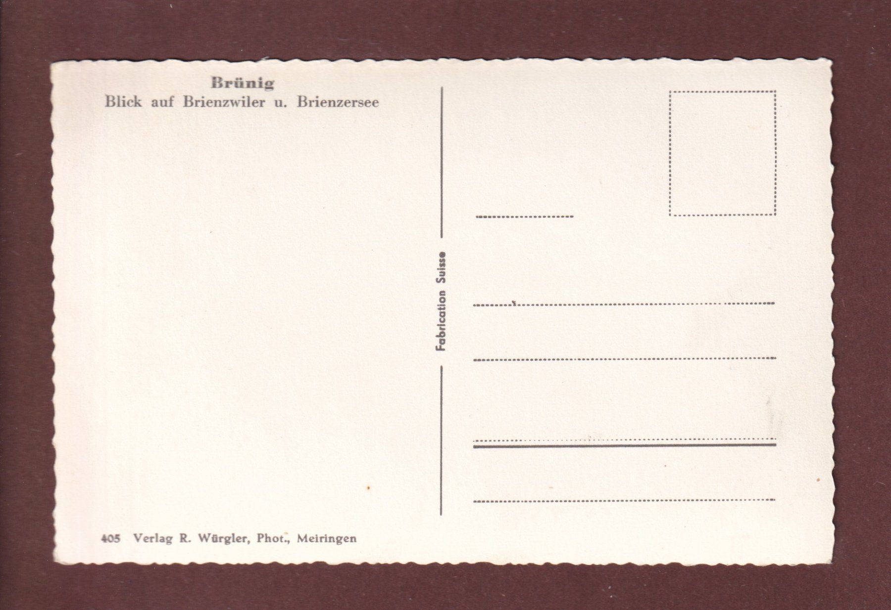 Cartoline postali: BRÜNIG - Brienzwiler – Usato da Pully venduto da nicecards 1