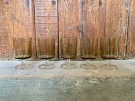 5er Set Vintage SUEDE Trinkgläser / Rauchglas von Luminarc