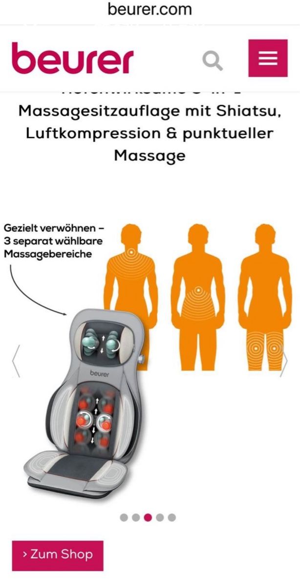 Beurer Massagegeräte: Beurer Shiatsu-Luftkompression-Sitzauflage 3-in-1 – Gebraucht aus Sarnen von catnini 2