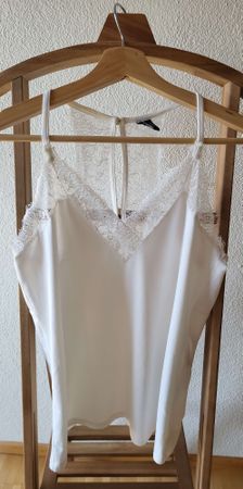 Damen Top mit Spitze Weiss, Grösse S