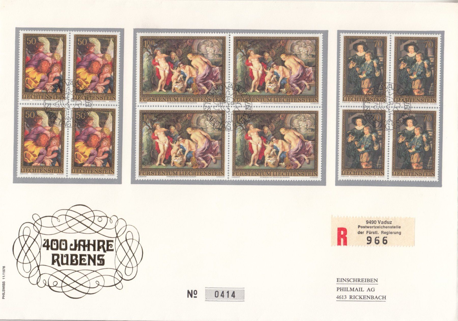 Tutti i francobolli: LBK 593 - 595 im 4er-Block FDC Grossbrief – Usato da Bürglen TG venduto da StampGraf