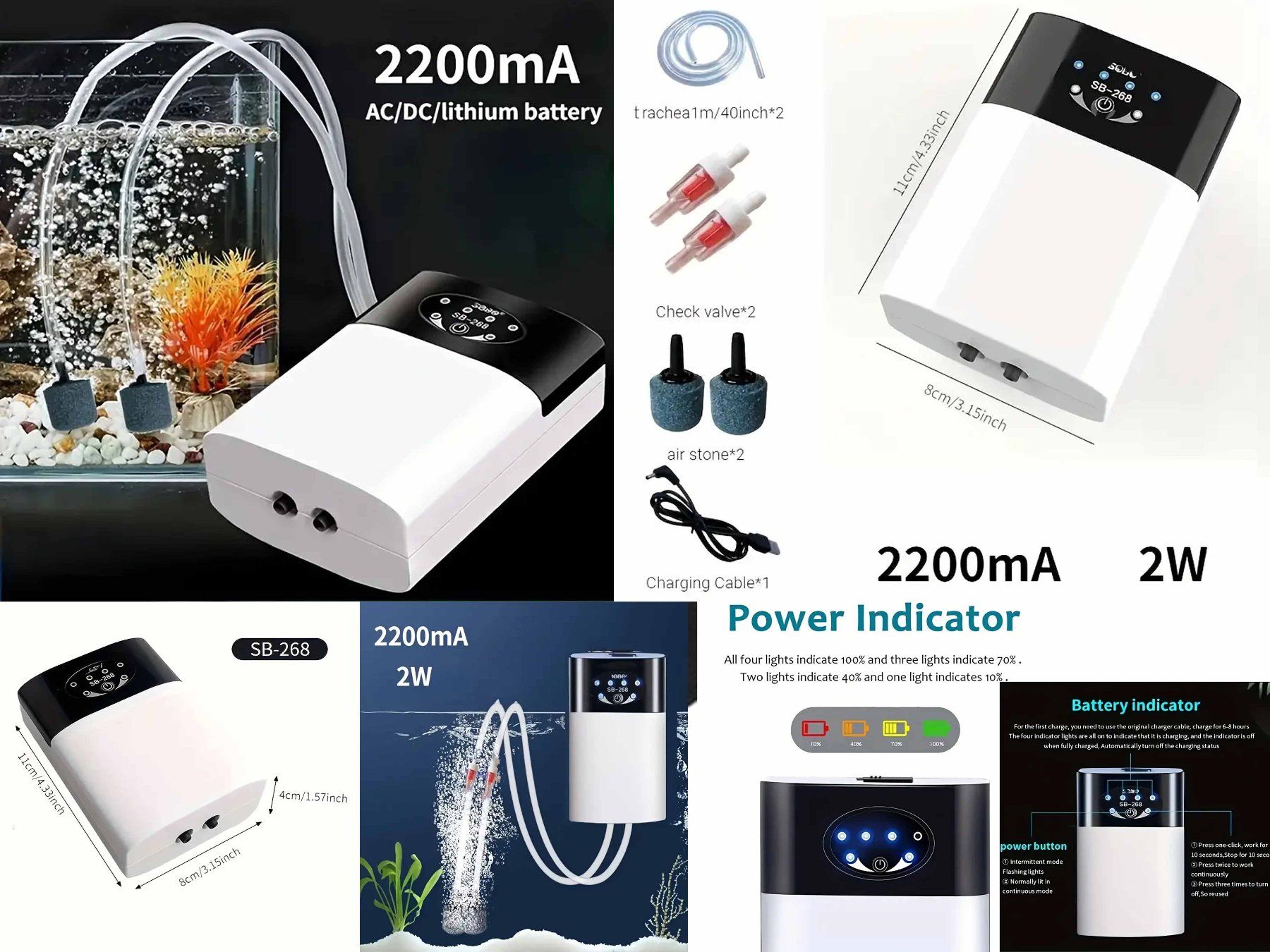 Pompe: Rechargeable Fish Tank Air Pump – Nuovo e nell'imballaggio originale da moosseedorf venduto da star1210 2