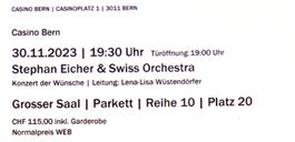 2 Tickets Stephan Eicher & Swiss Orchestra 30.11.2023