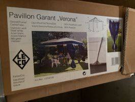 Leco Party-Zelt Verona blau 300x300cm mit 4 Steinplatten