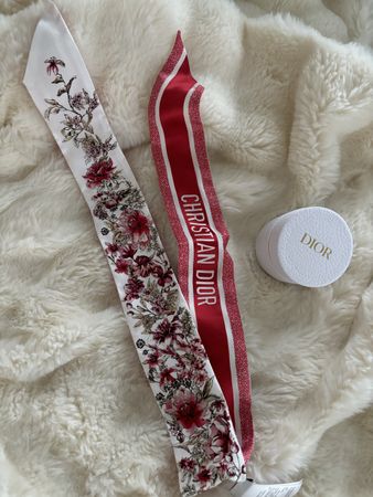 New Dior Floral Silk Twilly Scarf