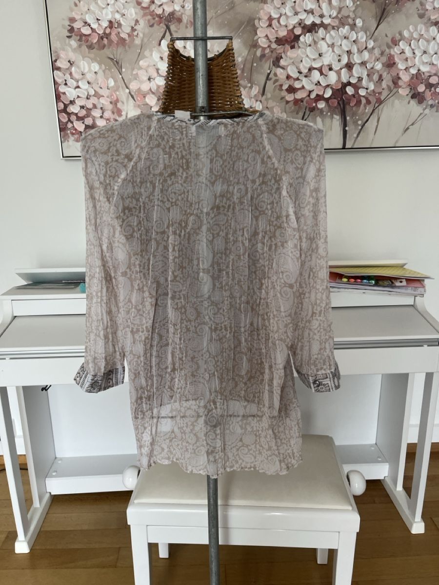 Camicette: Bluse beige gemustert mit Spitze, Just White, ca. 38 – Usato da Solothurn venduto da Bobesch08 5