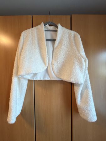 Bolero Bianco Evento weiss Plüsch Grösse 42 XL neuwertig