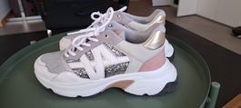 NUBIKK Chunky Leather Sneakers Ice Combi Glitter
