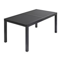 Ausziehtisch Aluminium Anthrazit Glas 160x90x75cm neu