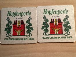 Bierdeckel Hopfenperle Special Feldschlösschen Bier 2 Stk