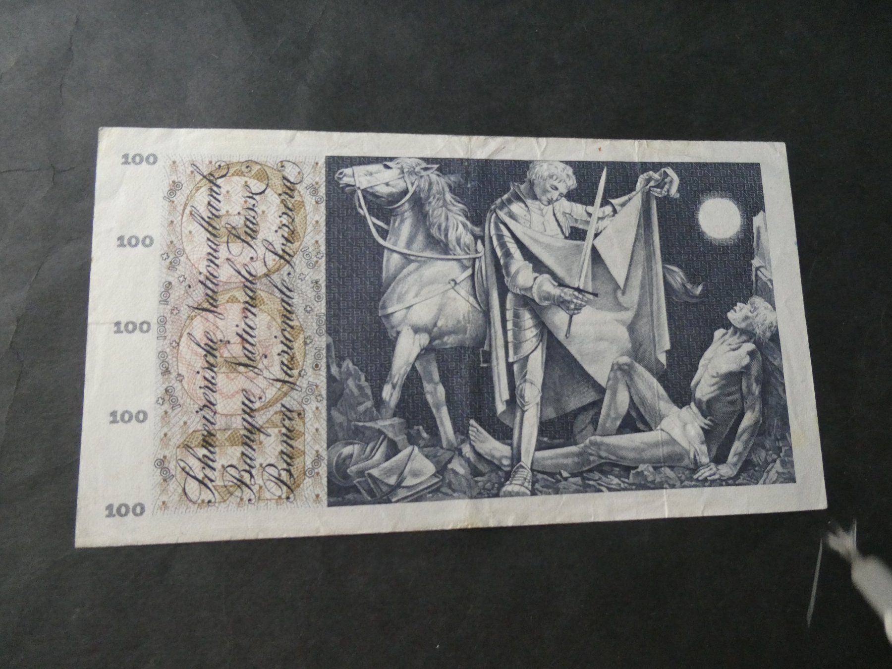 Banknoten: Schweiz 1973,  100 Franken – Gebraucht aus Hinterforst von Rohusri 1