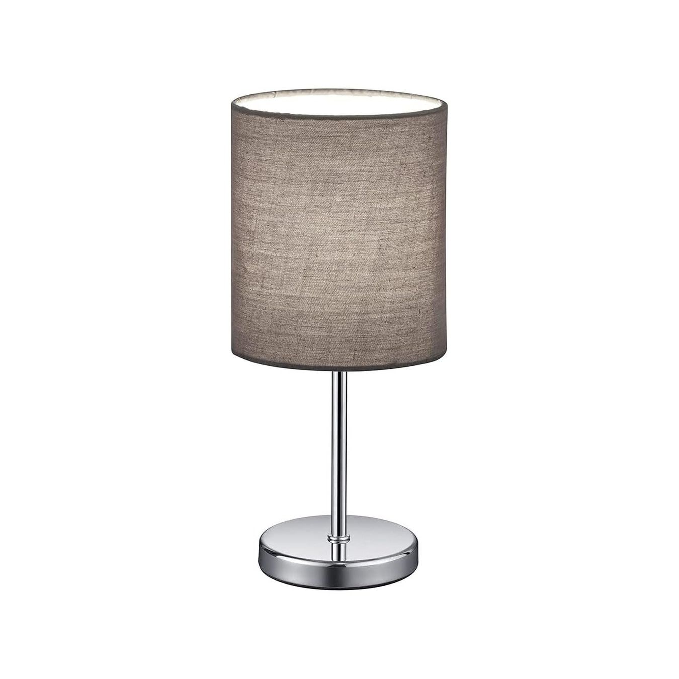 Lampade: Moderne Tischleuchte Chrom mit grauem Stoffschirm – Nuovo e nell'imballaggio originale da Hundwil venduto da pak_7zvn