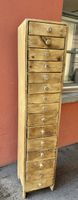 Vintage Werkstattmöbel / Schubladenschrank aus Tannenholz