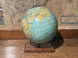 Kleiner Vintage Columbus Erdglobus aus 60'er mit Alu Halter