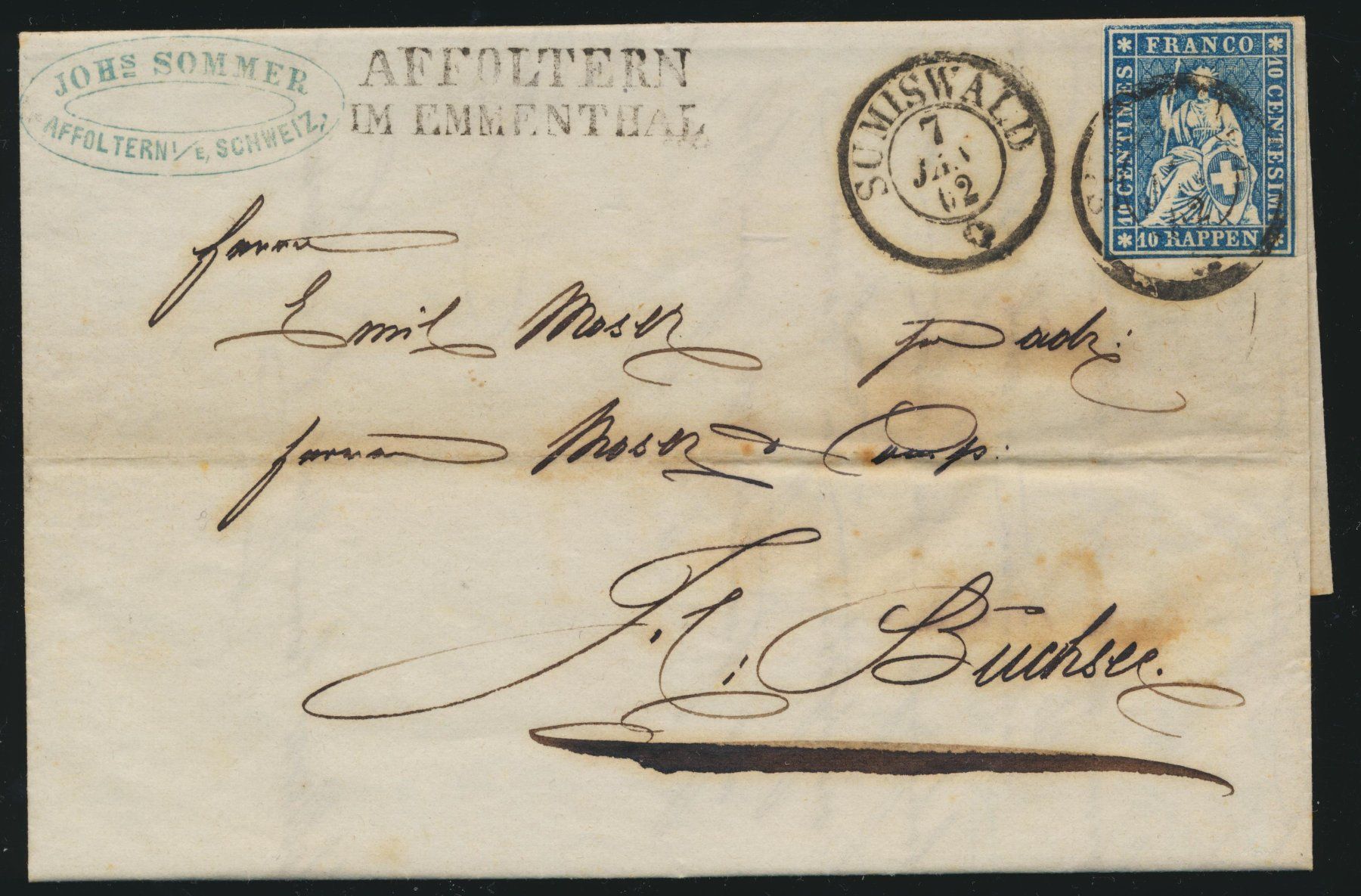 Tutti i francobolli: Strubelbrief 23 G mit Stabstempel – Usato da Roggwil BE venduto da Stampdealer3