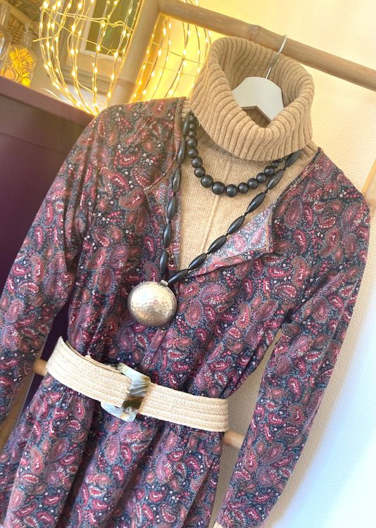 Pull Tunique Zara - Femme - Taille TM (38/40) - Motifs Noir, Jaune Et Beige - Occasion