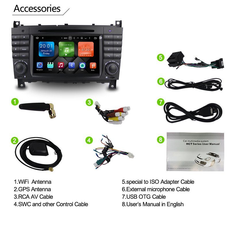 Radios: 7" Android 13 Mercdes BENZ C, CLC und CLK Klasse Multimedia – Neu und originalverpackt aus Malans GR von BUYBEST-Schweiz 8