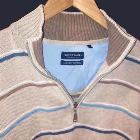 Westbury luxury cotton cream/beige Quarterzip Baumwolle
