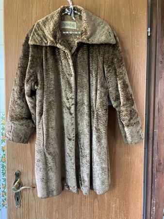 Vintage Kunstfellmantel Gr 38 Viskose/ Baumwolle