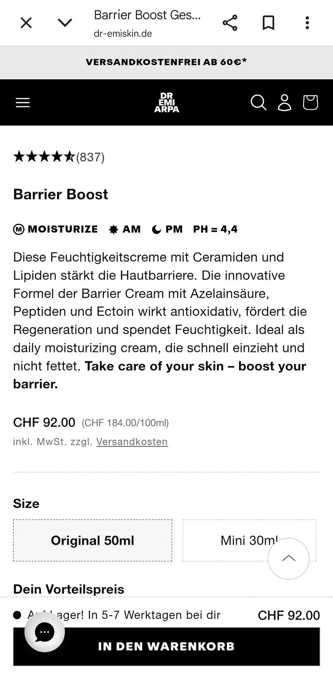 Cura del viso: Dr. Emi Arpa Barrier Boost CPA Creme 50ml neu – Nuovo e nell'imballaggio originale da Reidermoos venduto da sod_5kfk 1