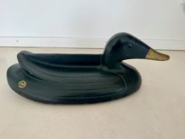 Canard ancien essuie pieds vert foncé en fonte