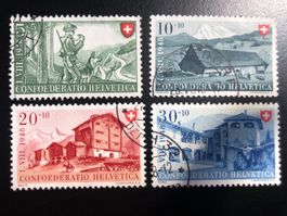 4 timbres oblitérés Pro Patria 1948