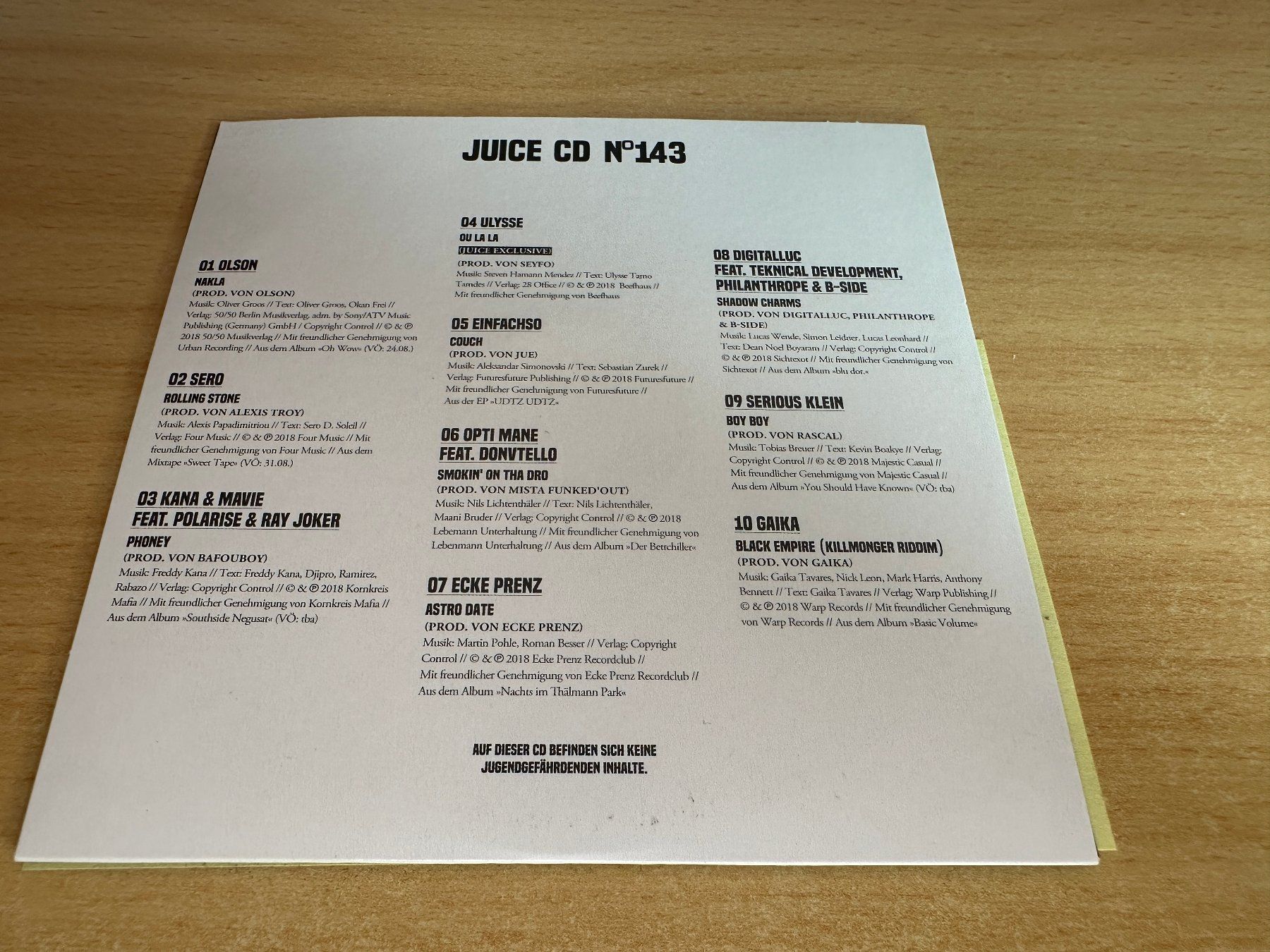 CD: Various – Juice CD No. 143 – Usato da Rikon im Tösstal venduto da Alpenmutz 1