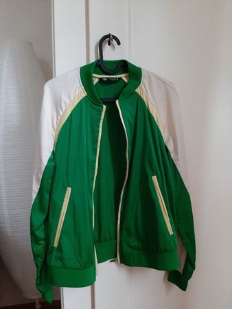 Bomber blazer Zara S vert blanc et jaune