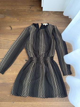 Michael Kors Kleid, Gr. S, Schwarz/Beige Tupfenmuster.