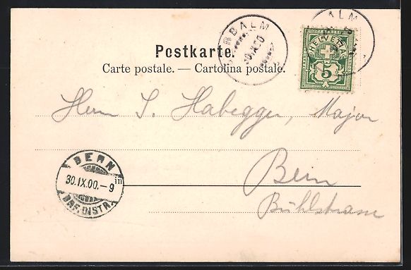 Cartoline postali: Oberbalm, Gasthaus, Schulhaus und Blick  – Usato da Berlin venduto da bartko-reher 1