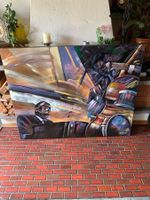 Sehr grosses Gemälde 102x127 cm Jazzmusiker signiert