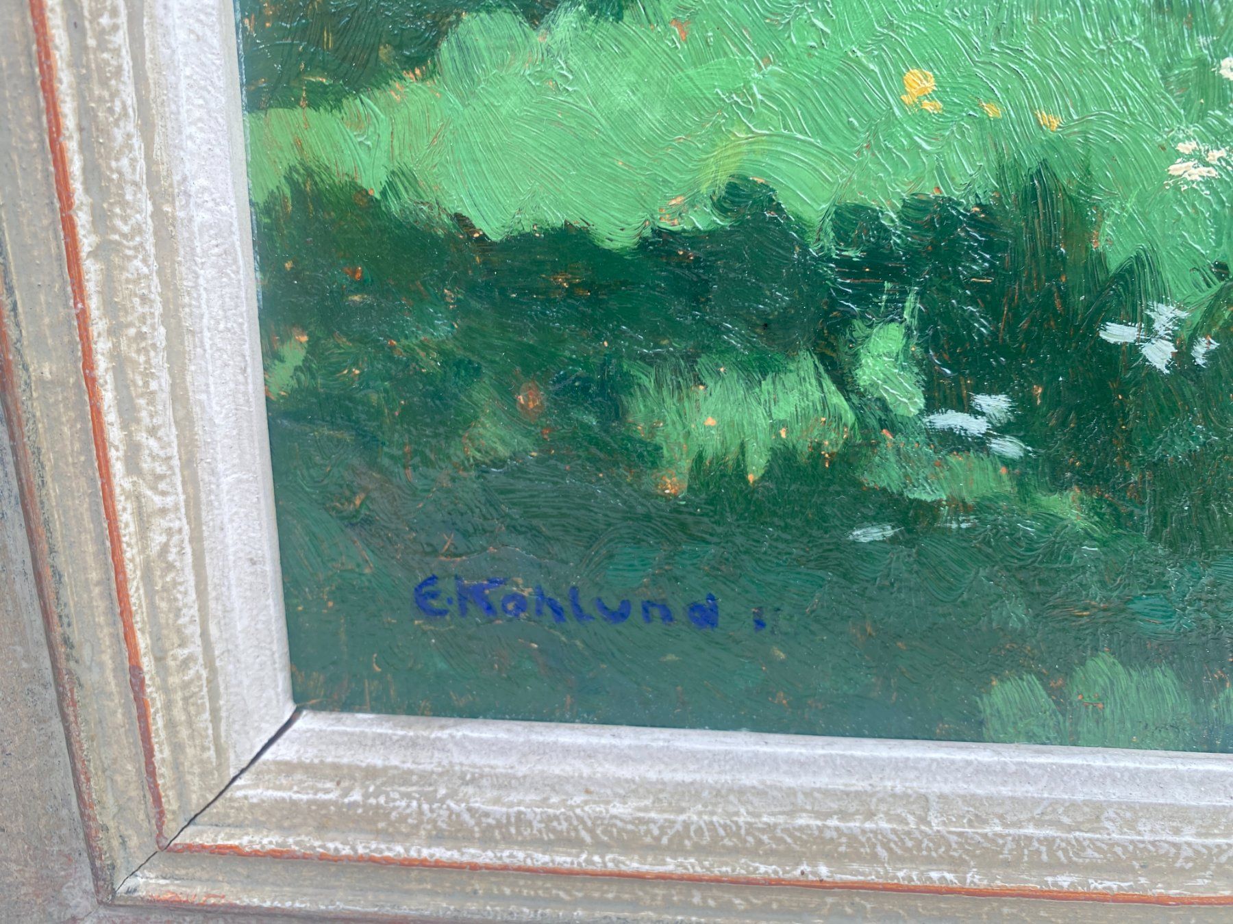 Dipinti: Gemälde Bild E. Kohlund Sommerliche Landschaft mit Bäumen – Usato da Bern venduto da ToysPlusVintage 2