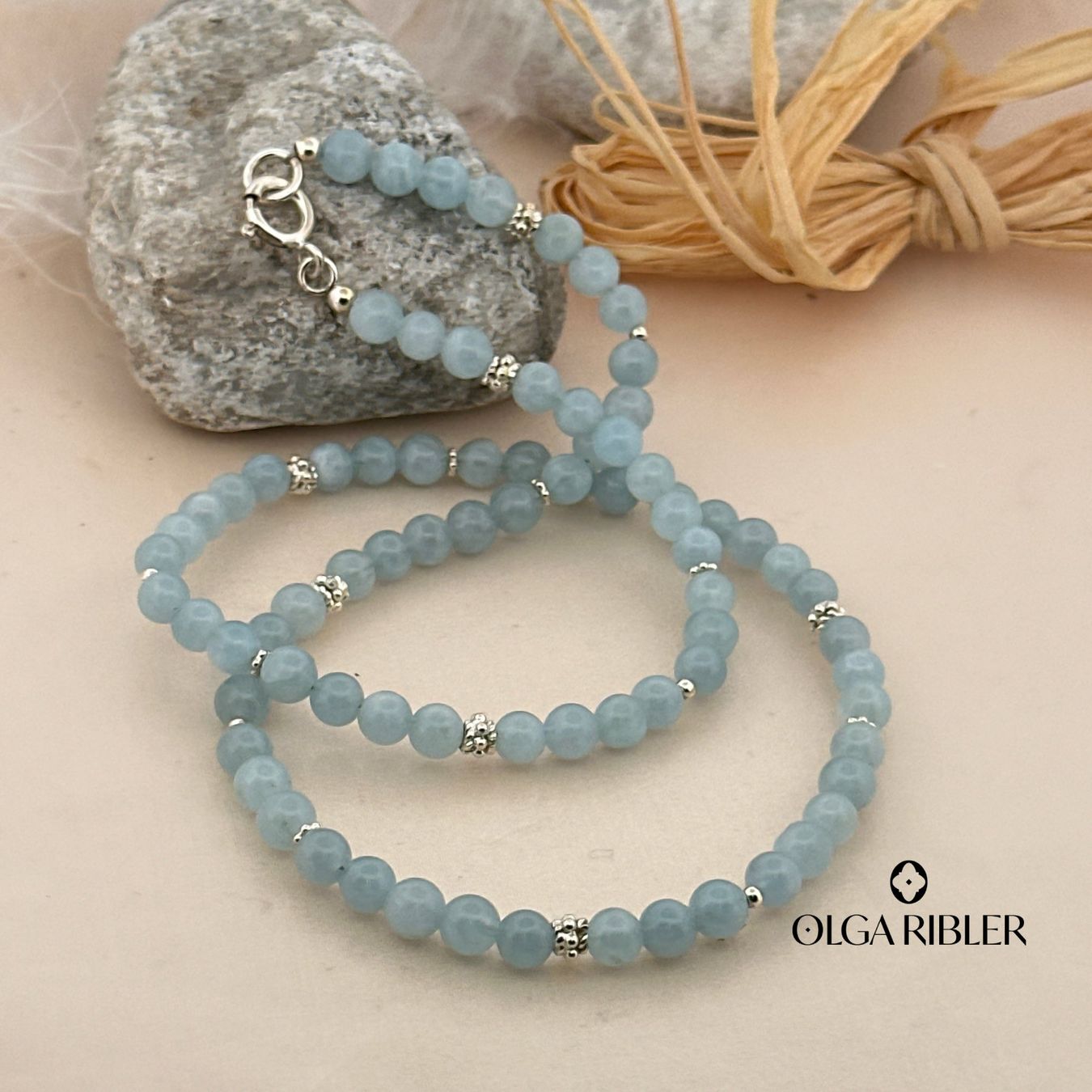 Olga Ribler Catenine: Collier Aquamarin, Silber - 44 cm – Nuovo (secondo la descrizione) da Luzern venduto da byolgaribleroutlet 2