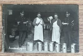 Photo-Ansichtskarte „Grenzbesetzung 1914 - Militärküche“
