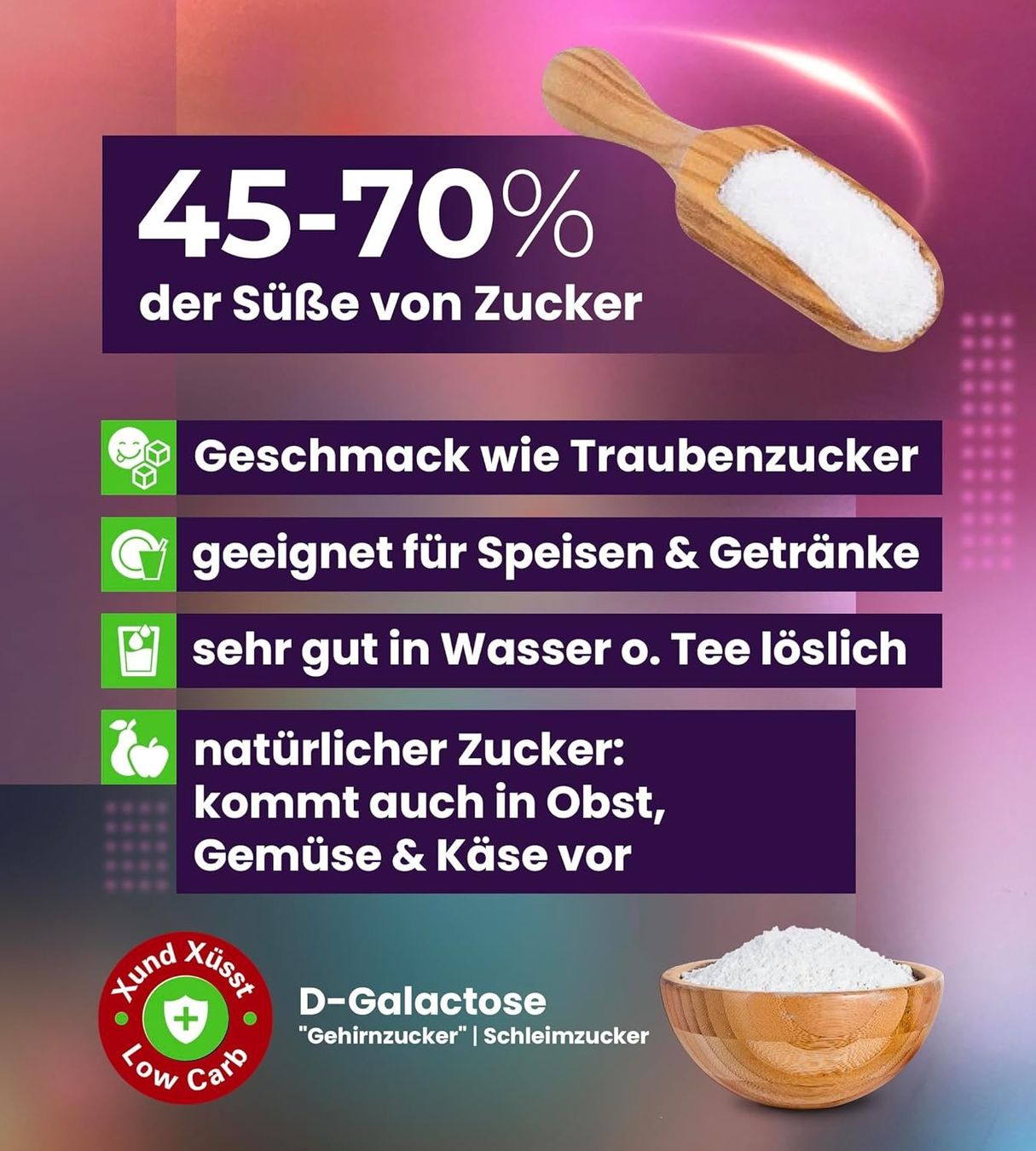 Lebensmittel & Spezialitäten: D-Galactose feinstes Pulver 500g | Grosspackung – Neu und originalverpackt aus Zug von Xylitquelle 3