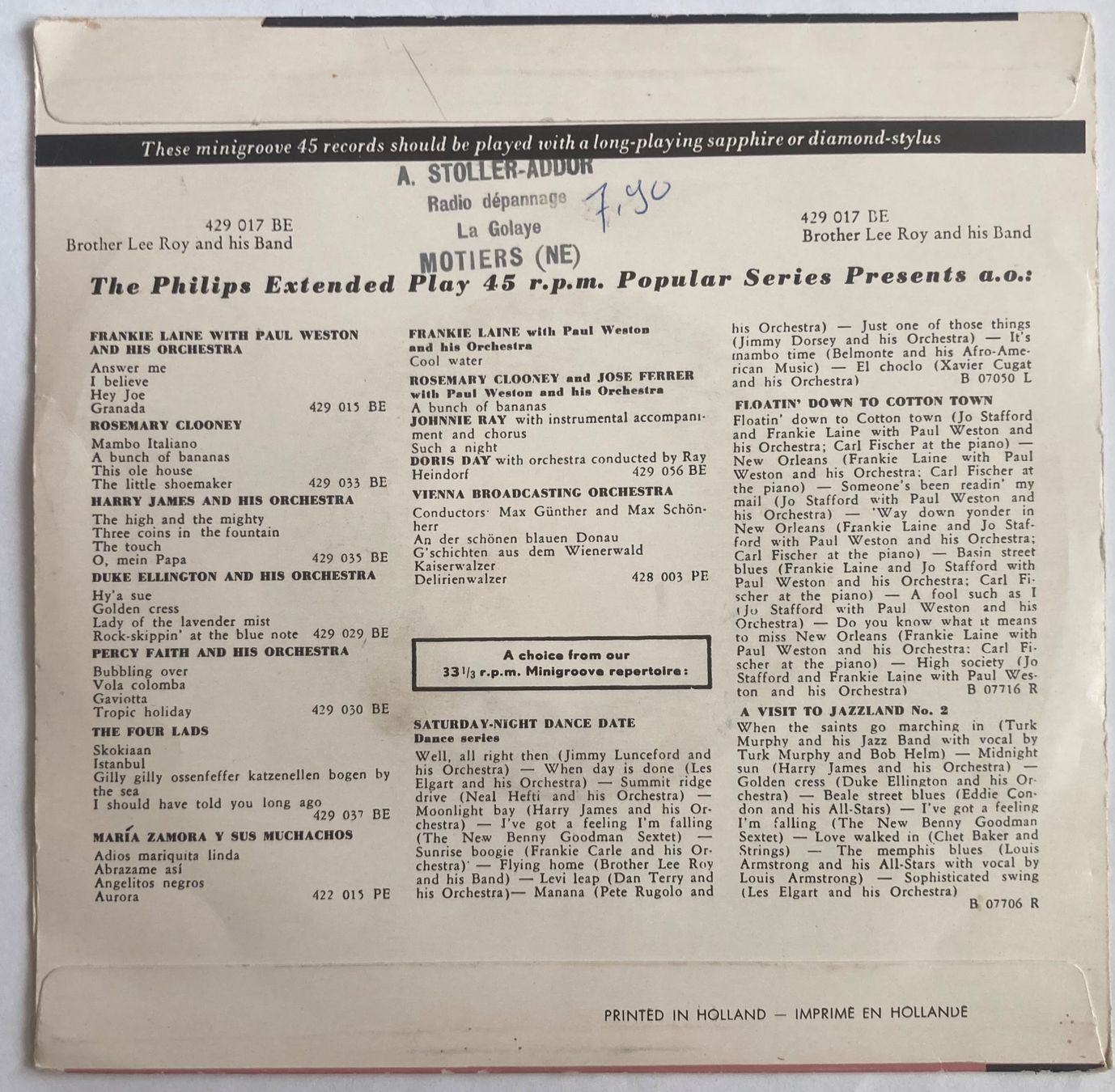 Vinyles: BROTHER LEE ROY AND HIS BAND - WIRE WHEELS – D'occasion à Poliez-Pittet par Newtown-Records 1