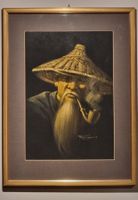 Chinese mit kunstvoll gerahmt, wunderschönes Bild 62/47 cm