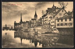 Zürich, Schipfe mit Buchbinderei R. Bro
