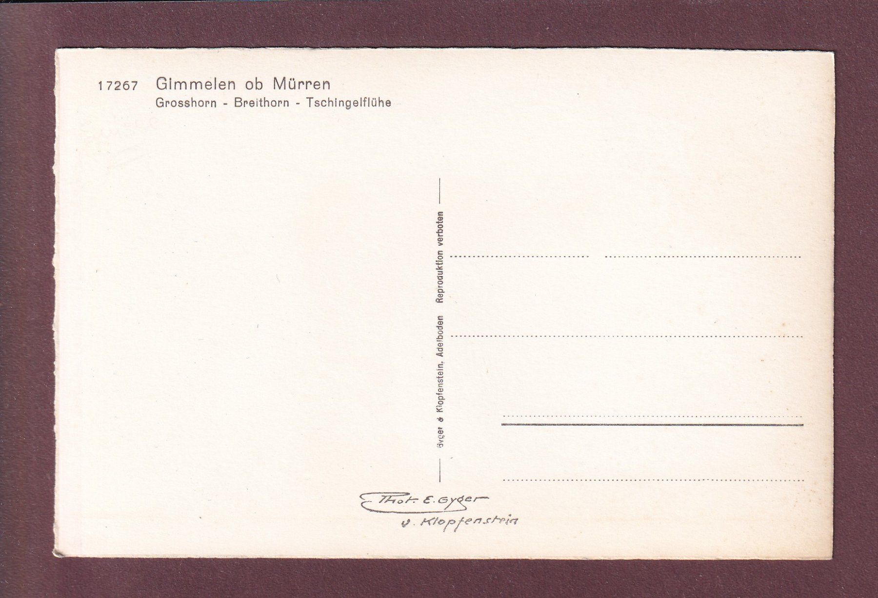 Cartoline postali: GIMMELEN ob Mürren – Usato da Pully venduto da nicecards 1