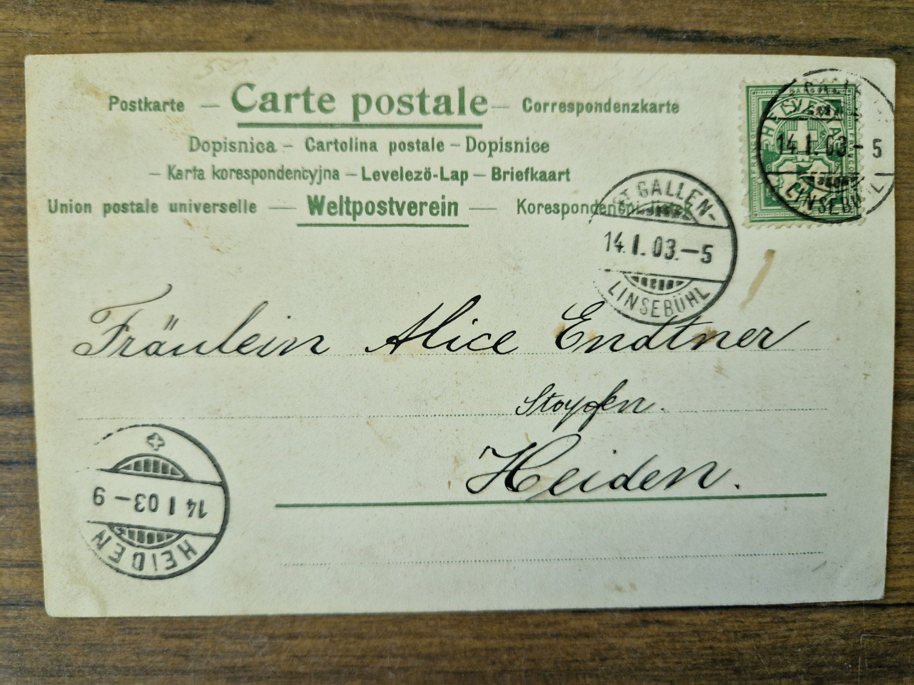 Cartoline postali: antike Ansichtskarte Dame Hut 1903 – Usato da Mörschwil venduto da antiksalon21 1
